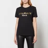 Balmain Women's 3 Buttoned Metallic Balmain T-Shirt - Black/Gold - Image 1