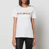 Balmain Women's 3 Buttoned Metallic Balmain T-Shirt - White/Gold - Image 1