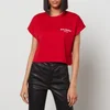 Balmain Women's Ss Balmain Flock Detail Crop T-Shirt - Rouge/Blanc - Image 1