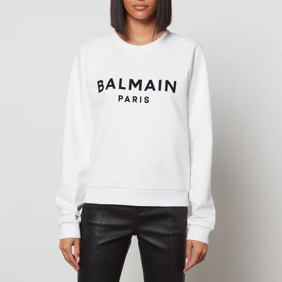 Balmain Women's Flocked Sweatshirt - White/Black Image 1