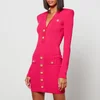 Balmain Women's Short V Neck Buttoned Details Knit Dress - Pink - Image 1