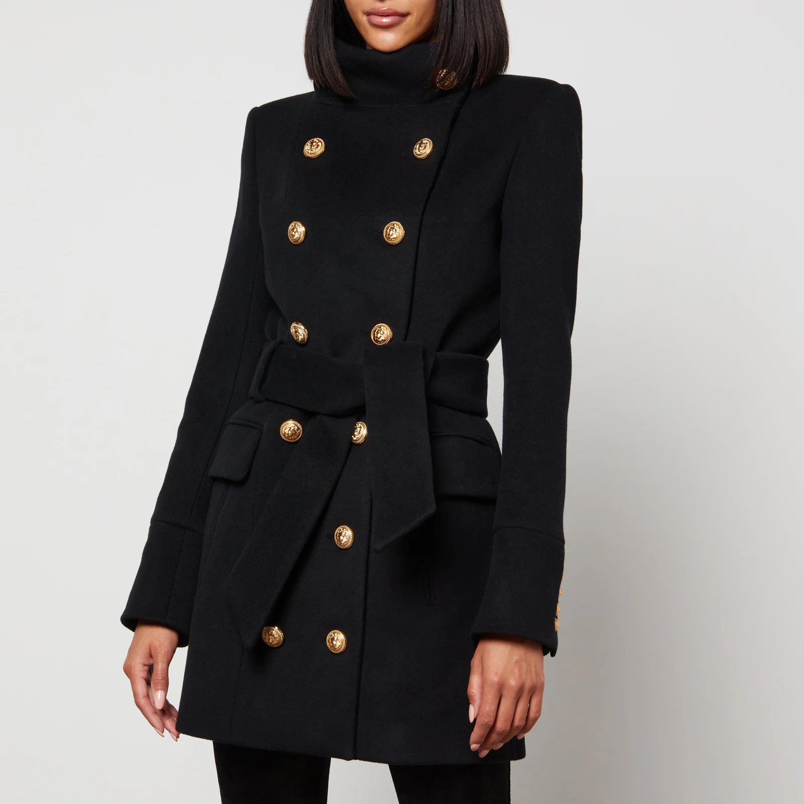 Balmain Belted Wool and Cashmere-Blend Coat Image 1