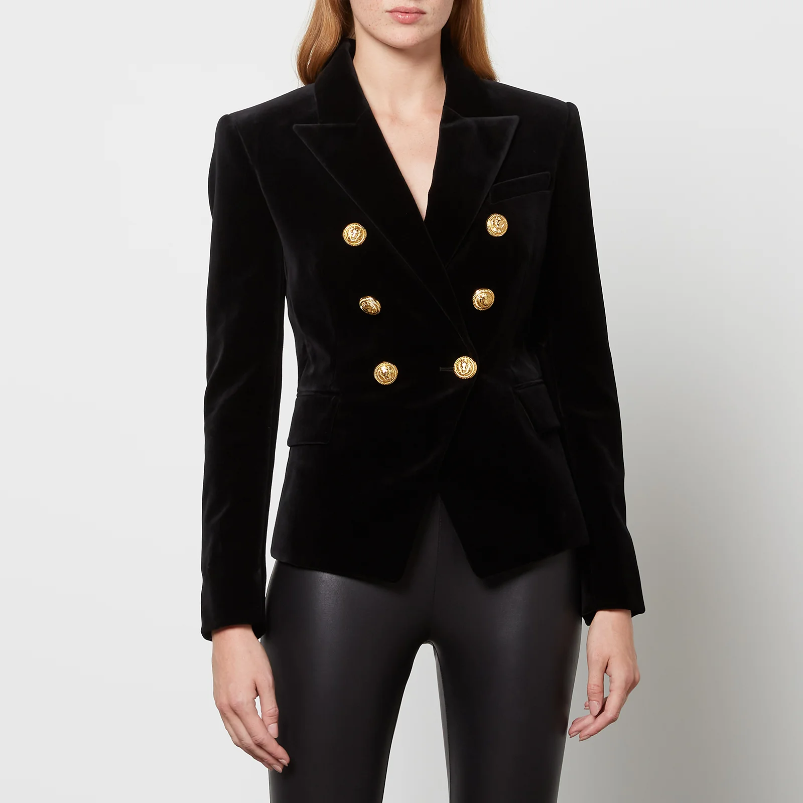 Balmain Women's 6 Buttoned Velvet Jacket - Black Image 1