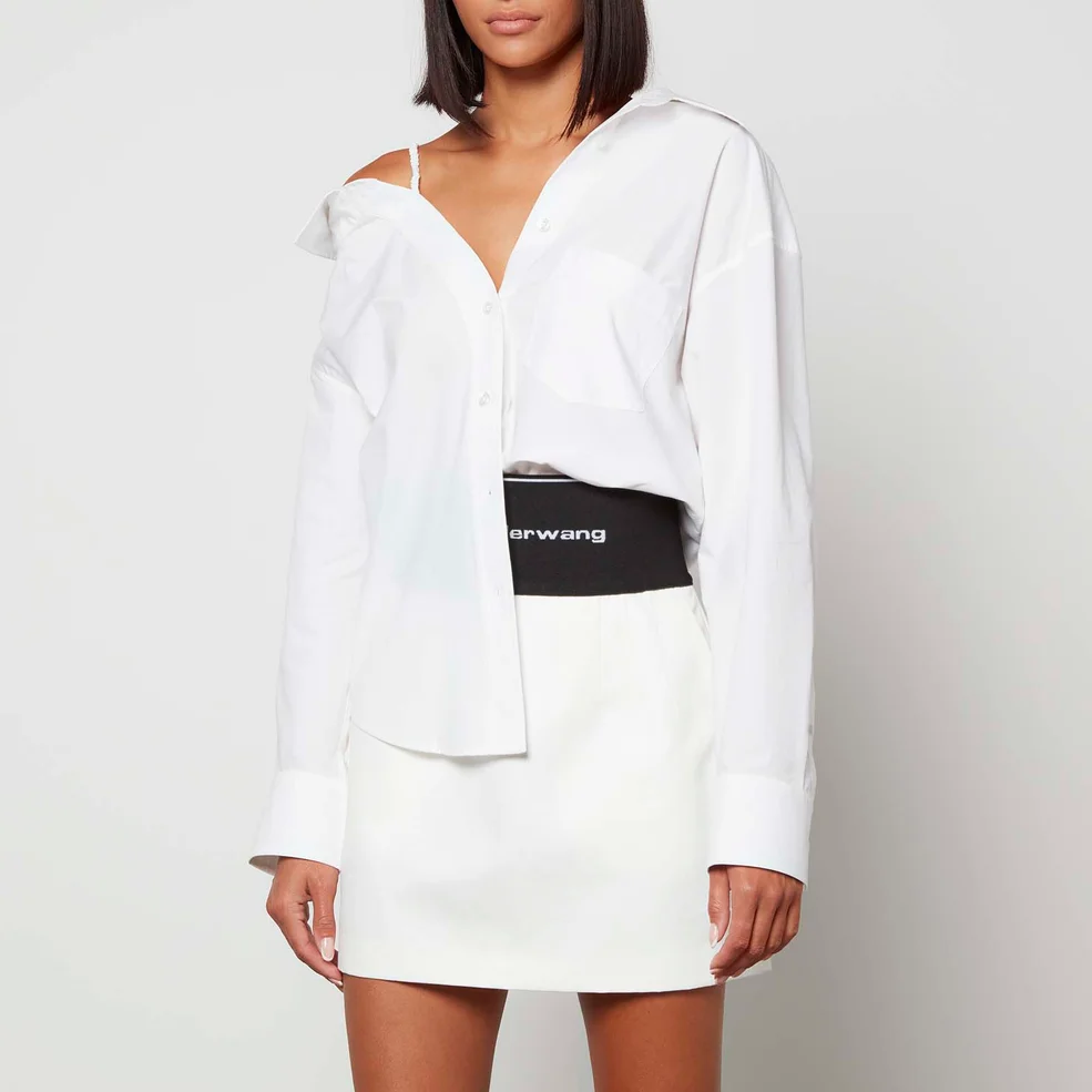 Alexander Wang Women's Off The Shoulder Shirt With Scrunchie Strap - Bright White Image 1