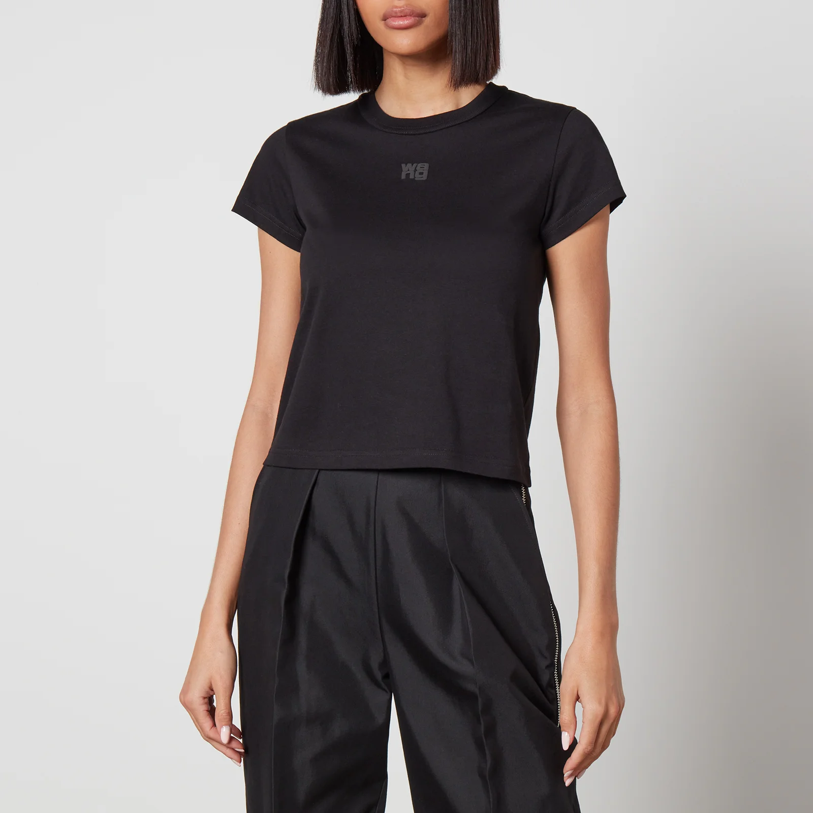 Alexander Wang Women's Essential Jersey Shrunk Tee With Puff Logo And Bound Neck - Black Image 1