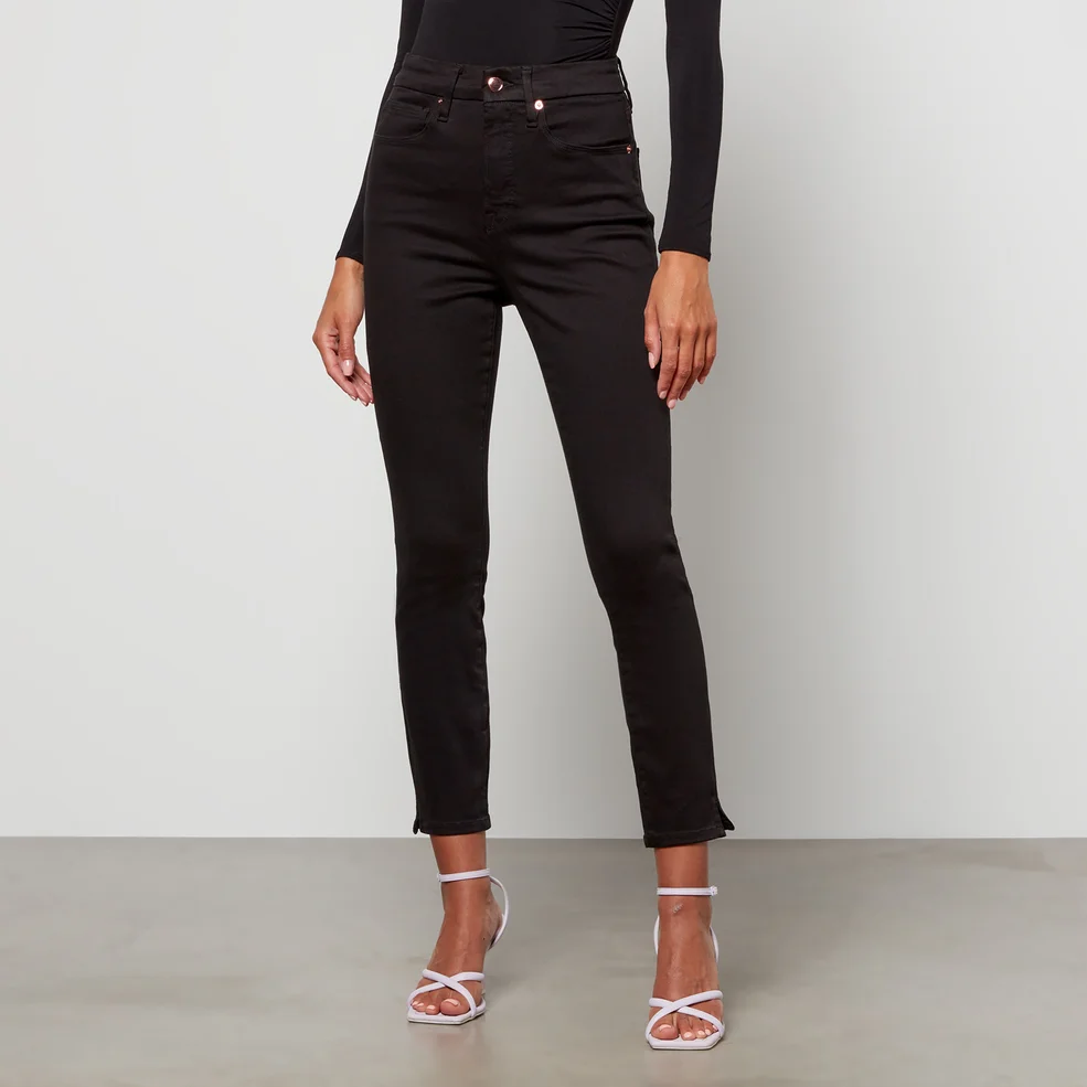 Good American Women's Good Waist Crop Side Slit Jeans - Black001 Image 1