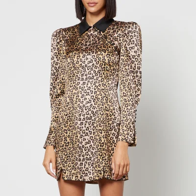 De La Vali Whiskey Leopard-Print Satin Mini Dress