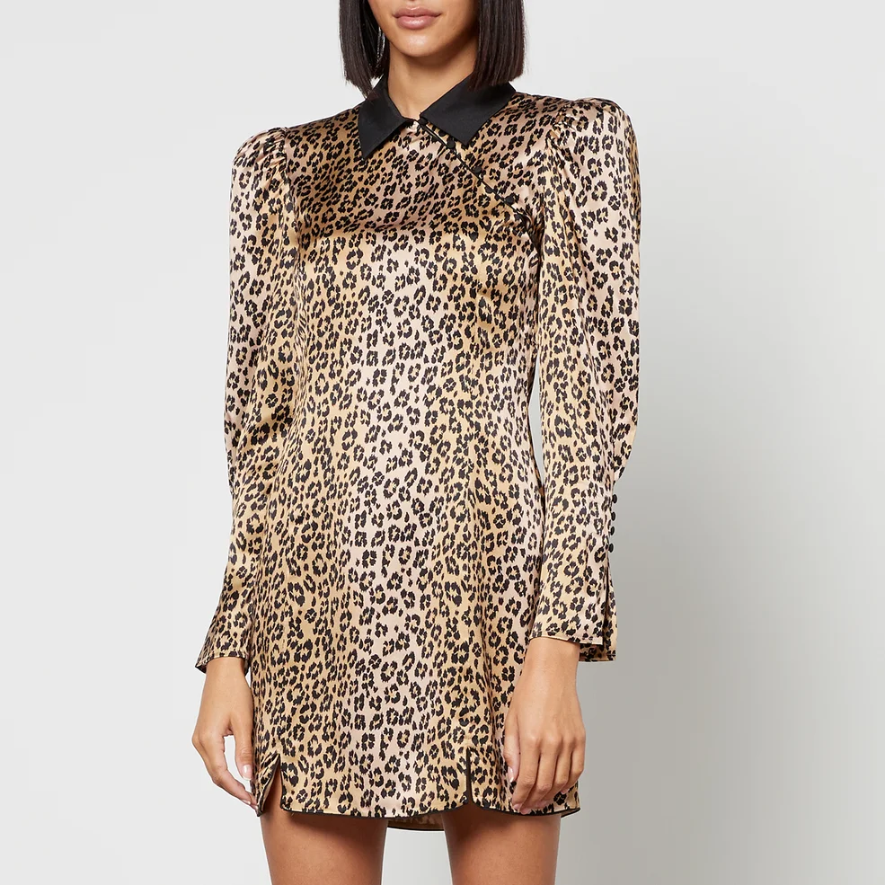 De La Vali Whiskey Leopard-Print Satin Mini Dress Image 1