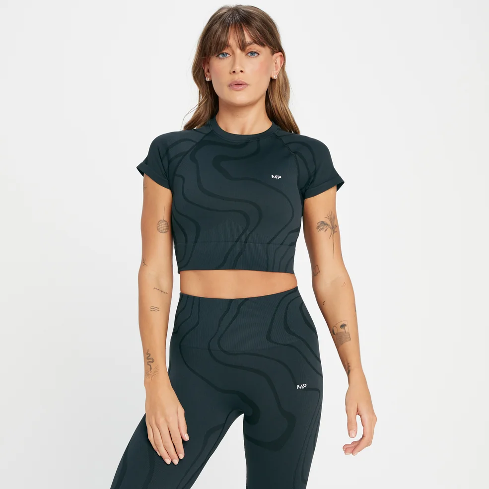 MP Women's Tempo Wave Seamless Crop Top - Black - S Image 1