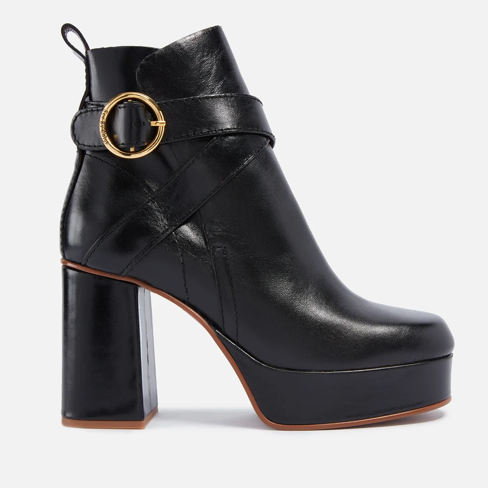 See by Chloé Lyna Leather Platform Heeled Boots Image 1
