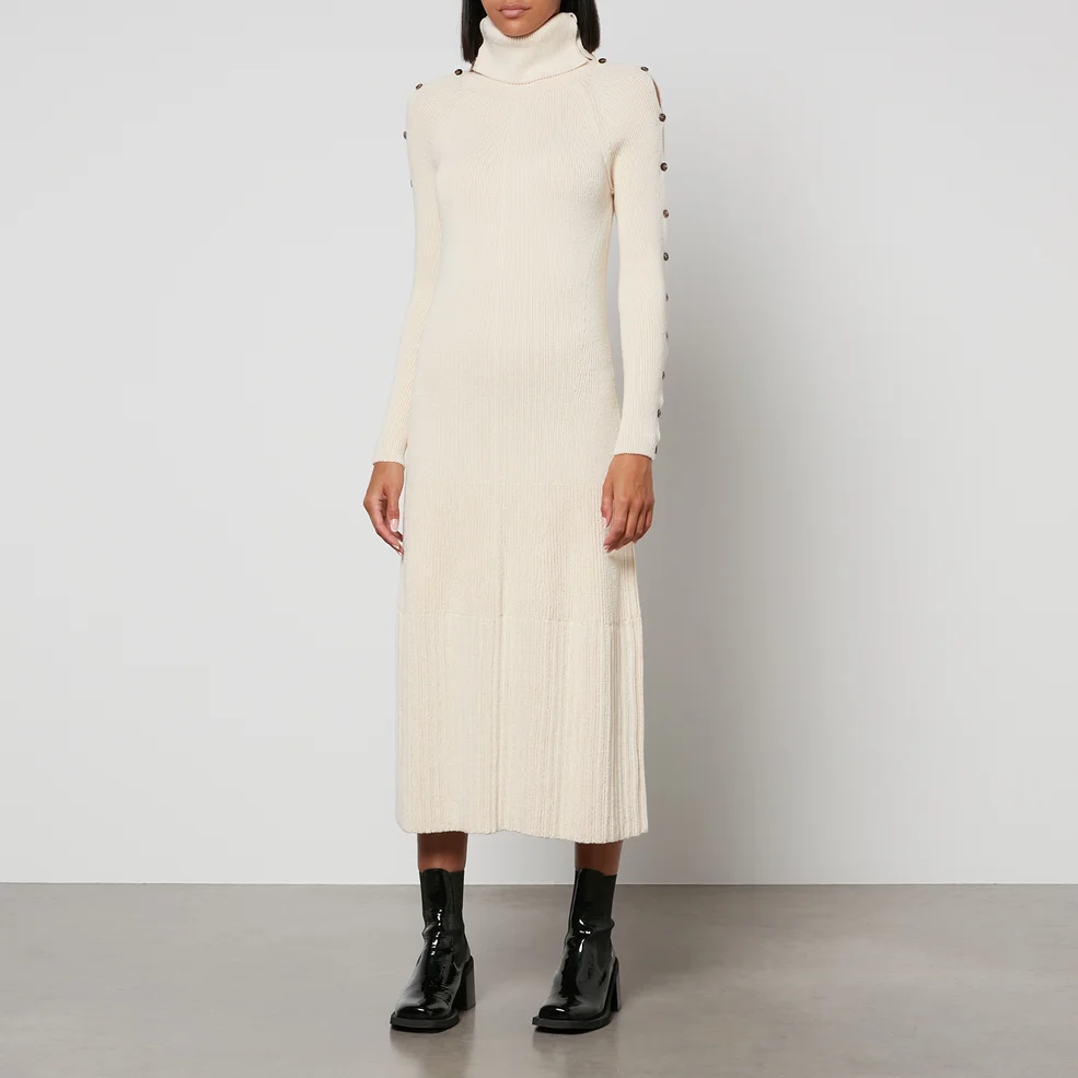 Proenza Schouler Ribbed-Knit Cotton-Blend Turtleneck Midi Dress Image 1