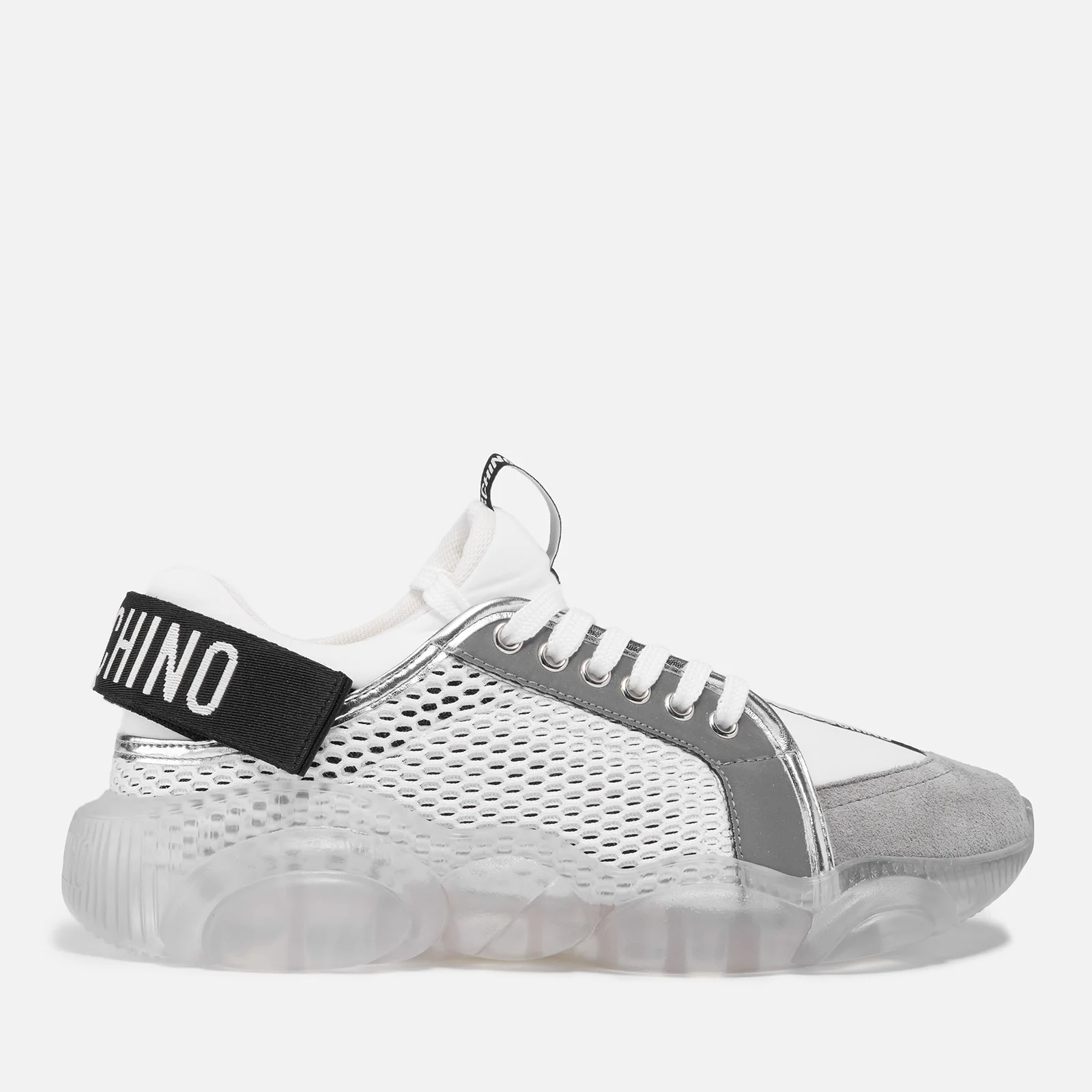 Moschino Women's Lace Up Logo Sneakers - White/Grey Image 1