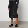 Ganni Metallic Bouclé Tweed Wrap Midi Skirt - Image 1