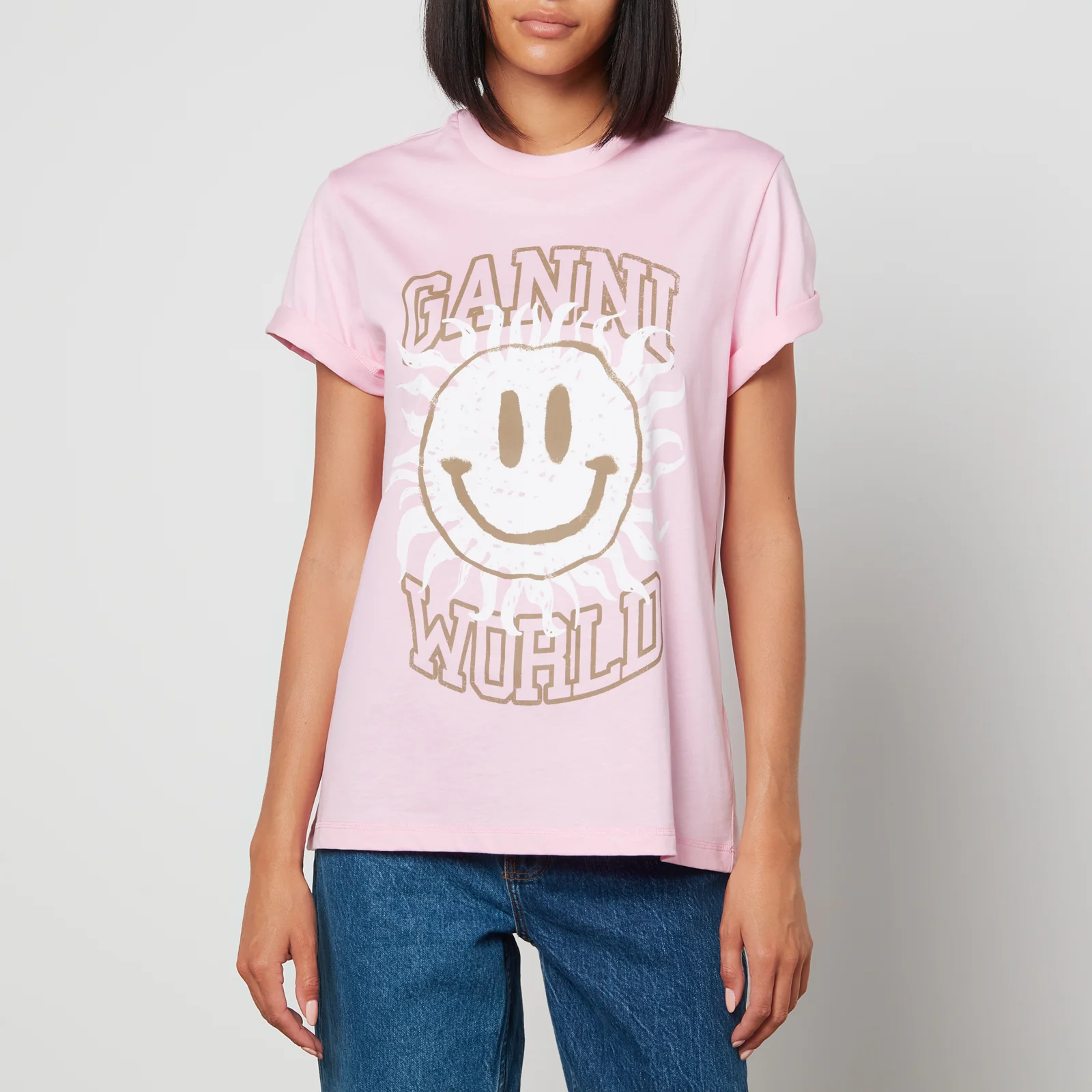 Ganni Logo-Printed Organic Cotton-Jersey T-Shirt Image 1