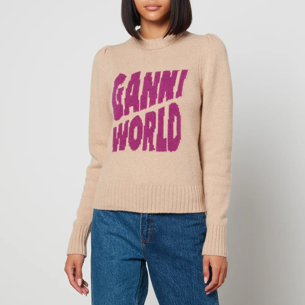 Ganni Intarsia-Knit Recycled Wool-Blend Jumper Image 1