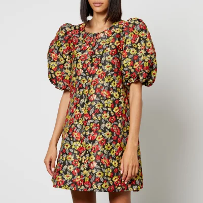 Ganni Floral-Brocade Mini Dress