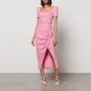 Self-Portrait Women's Stretch Crepe Wrap Midi Dress - Pop Pink - Image 1