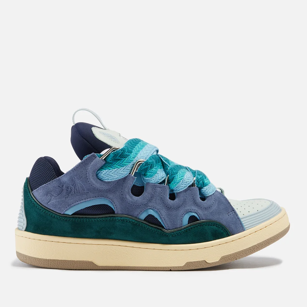 Lanvin Curb Panelled Suede and Mesh Trainers Image 1