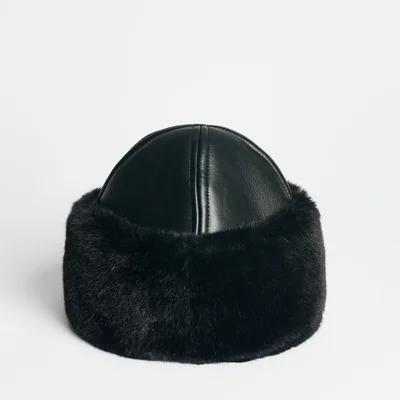 Stand Studio Ruth Faux Fur and Faux Leather Hat