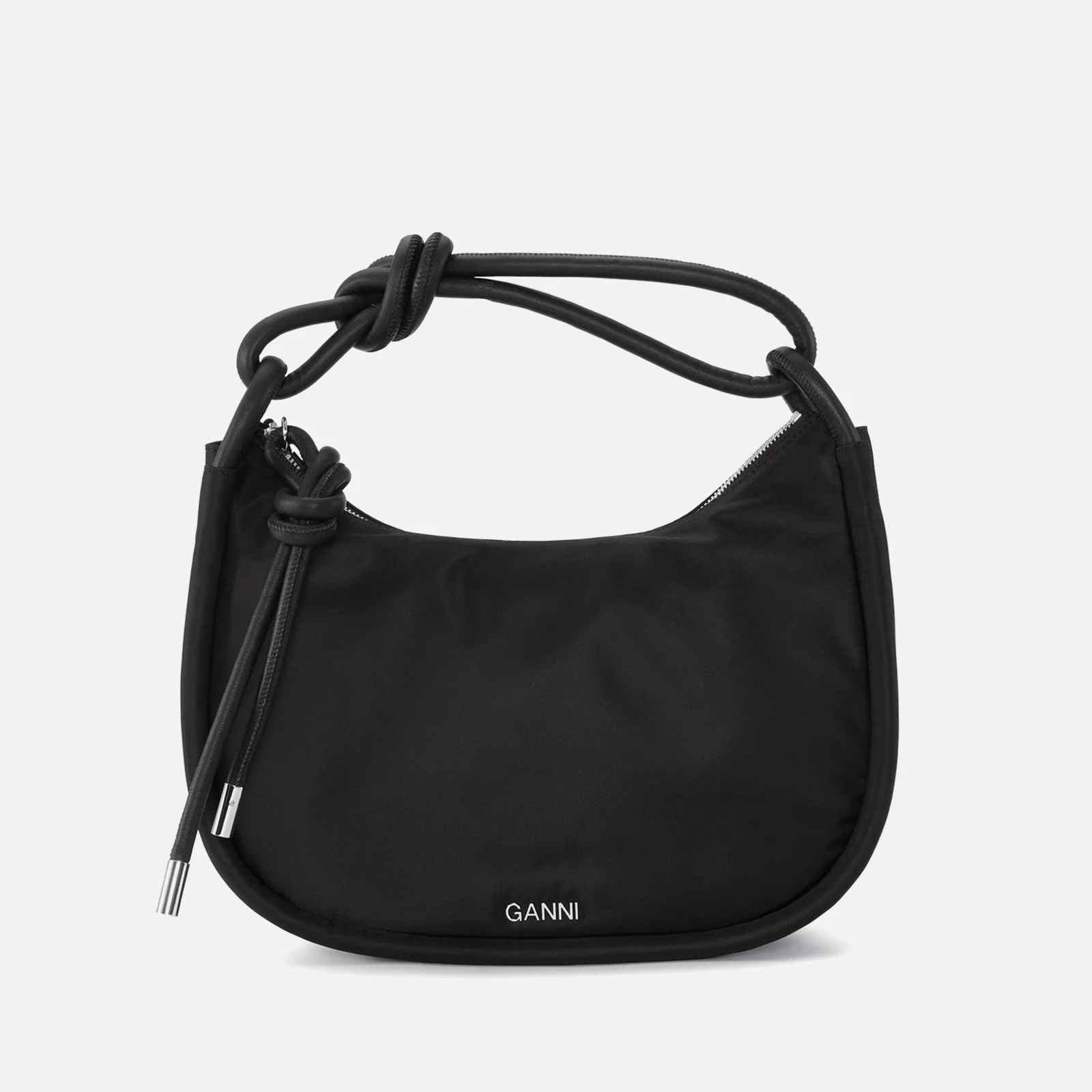 Ganni Knot Leather-Trimmed Recycled Shell Bag Image 1
