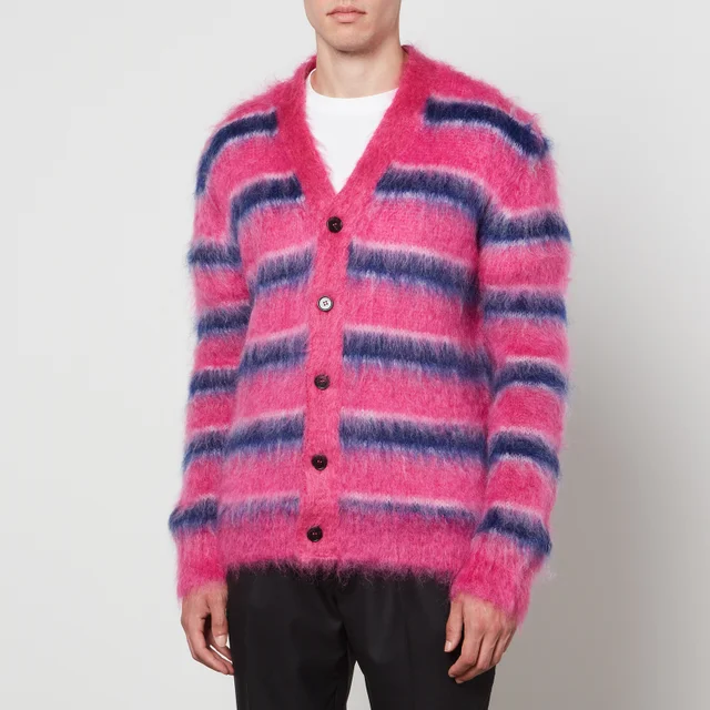 Marni Fuzzy Wuzzy Oversized Striped Mohair-Blend Cardigan