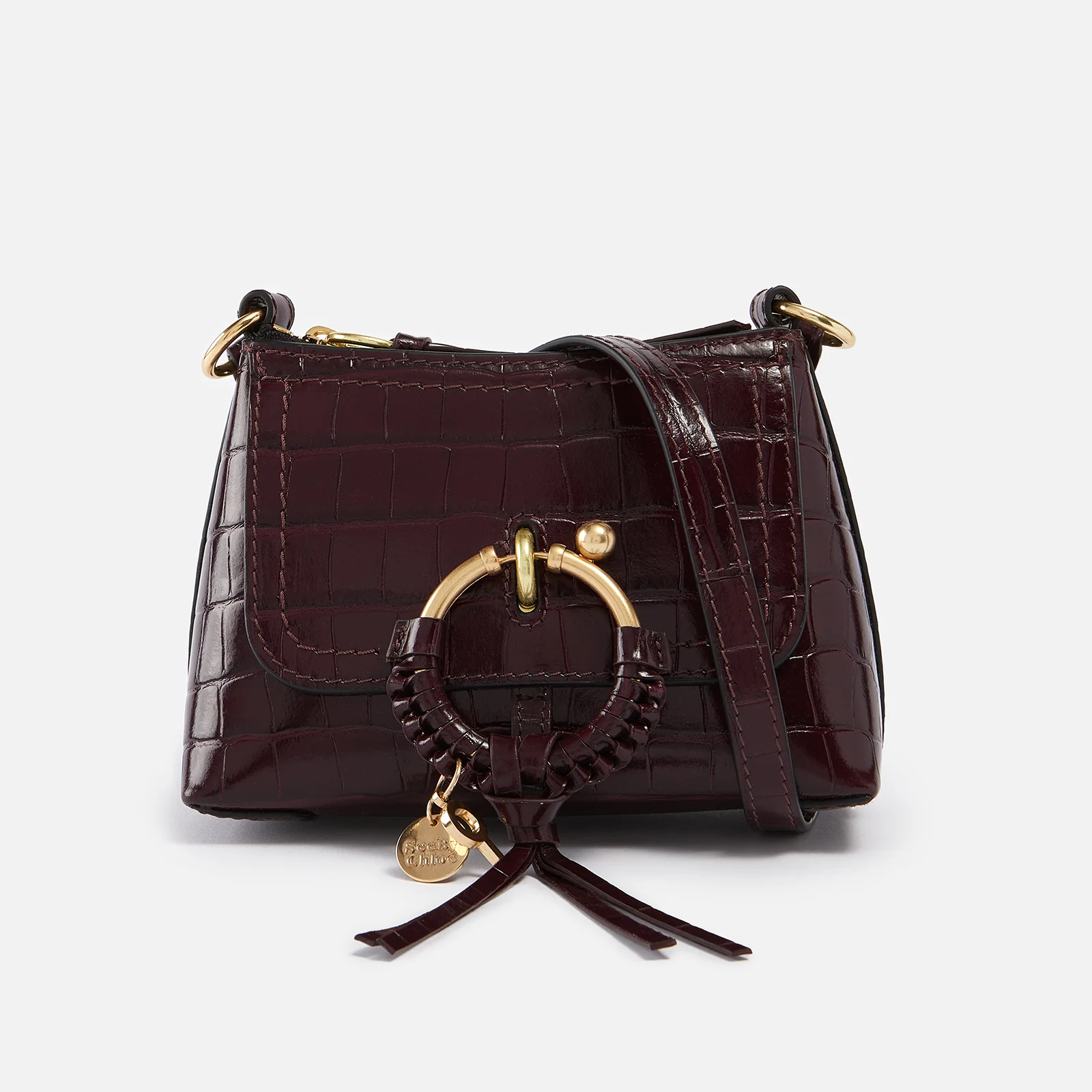 See By Chloé Mini Joan Leather-Trimmed Faux Croc-Effect Leather Bag Image 1