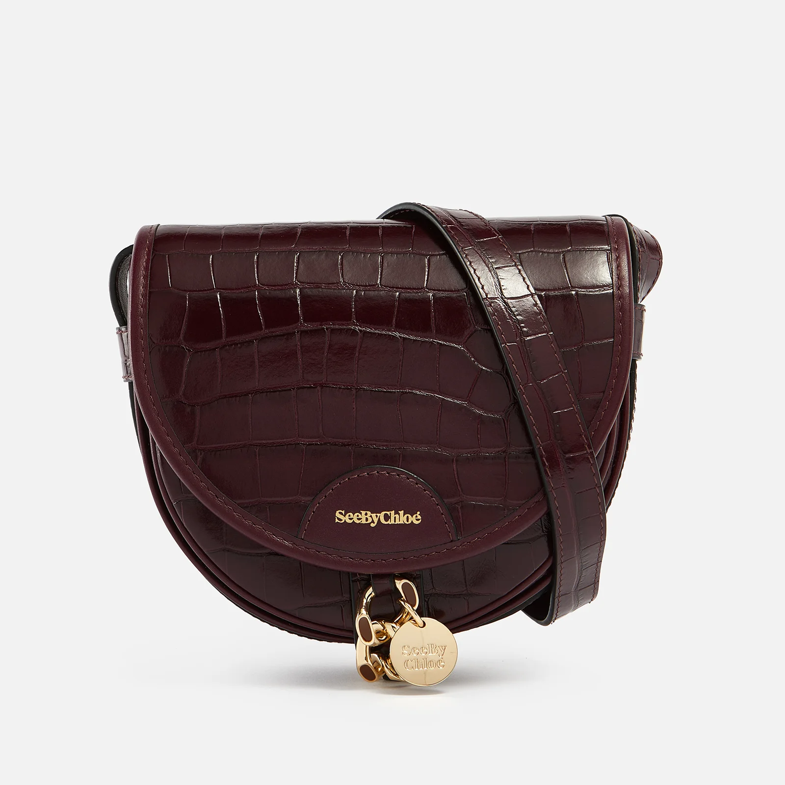 See By Chloé Mara Small Croc-Effect Leather Saddle Bag Image 1