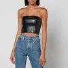 Rotate Birger Christensen Emili Cropped Embossed Faux Leather Top - Image 1