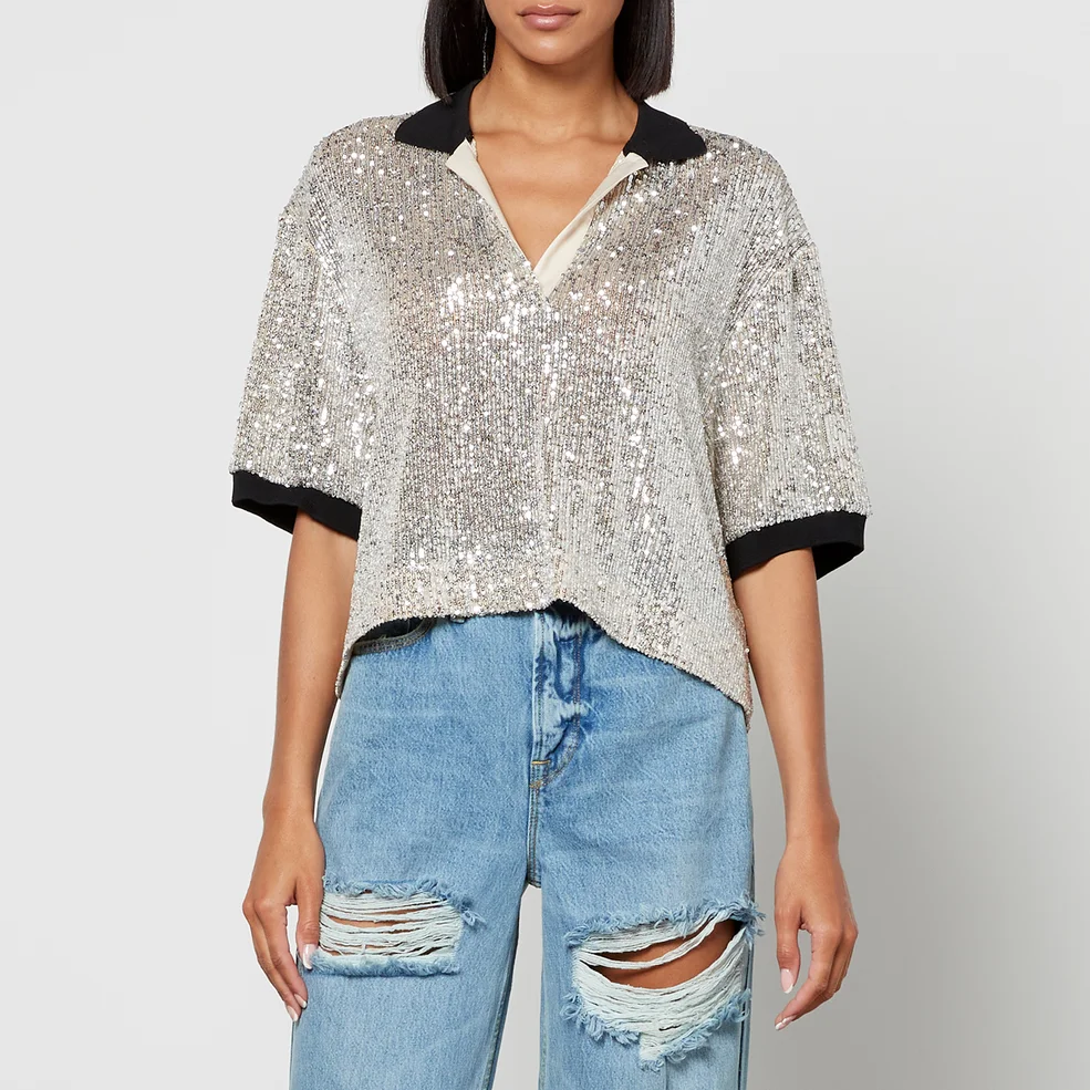 In the Mood for Love Williams Sequined Mesh Cropped Top Image 1