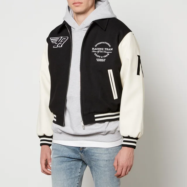 Represent Racing Team Wool-Blend and Faux Leather Varsity Jacket