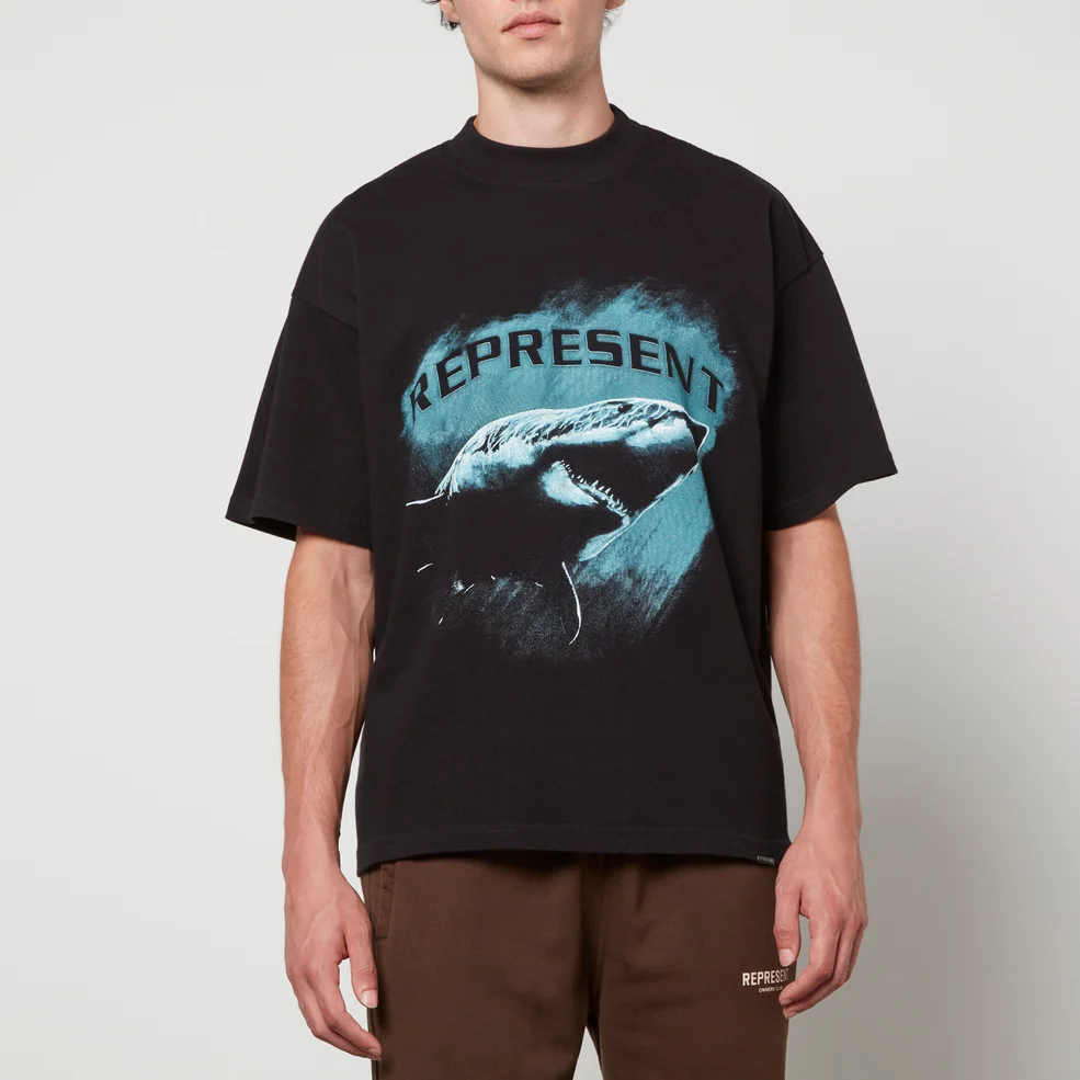 Represent Shark Printed Cotton-Jersey T-Shirt Image 1