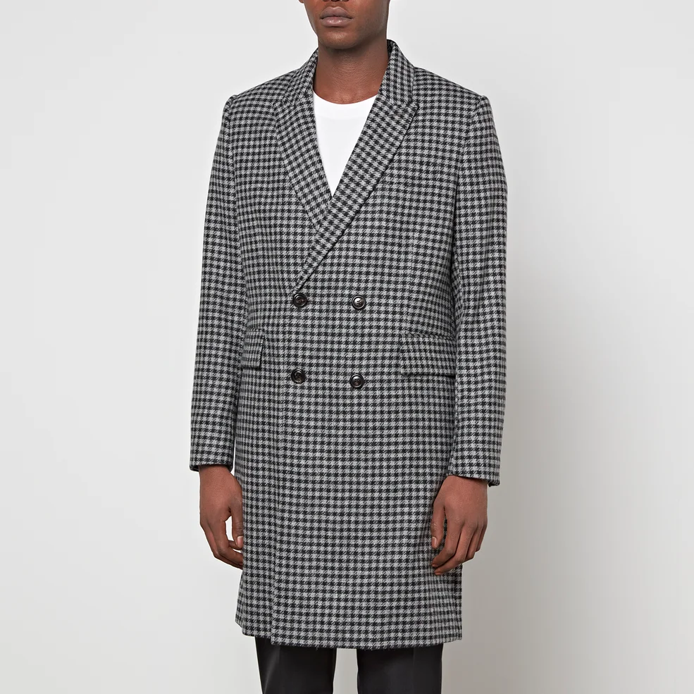 AMI Double-Breasted Houndstooth Wool Coat Image 1