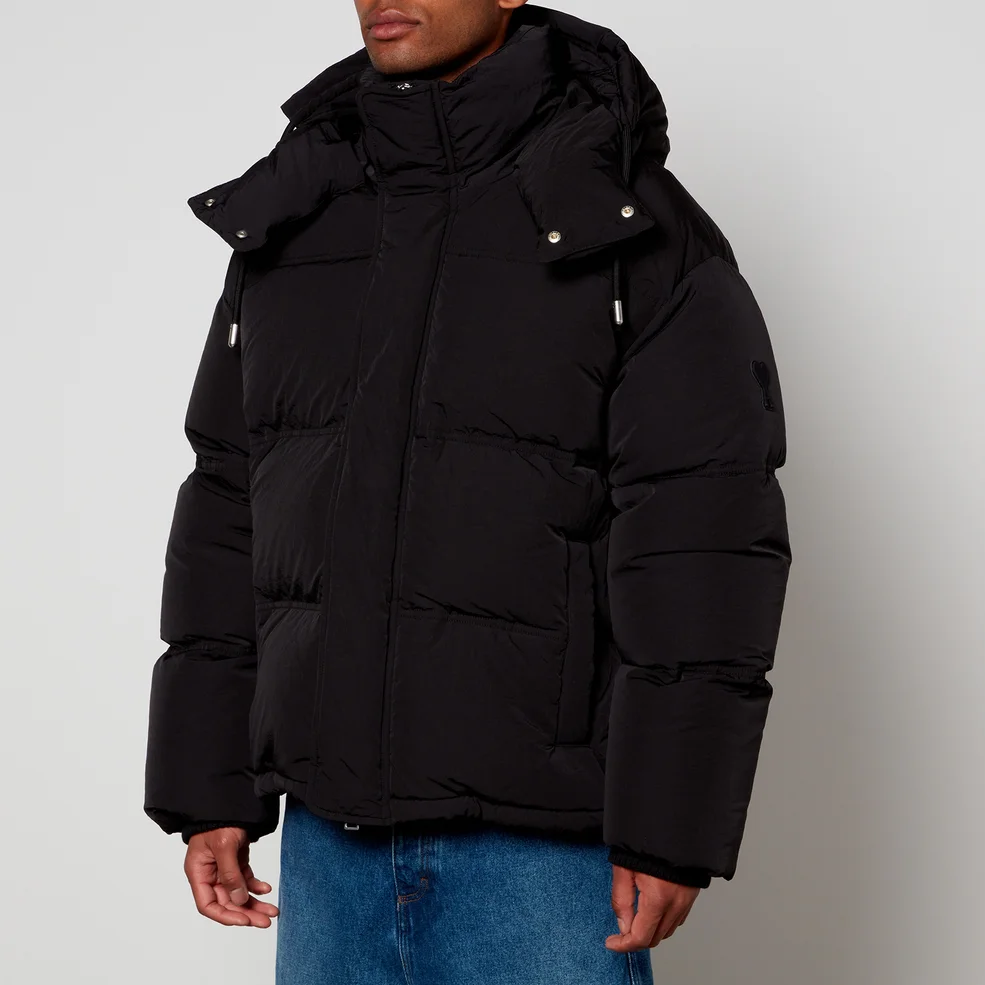 AMI Quilted Nylon Down Hooded Jacket Image 1