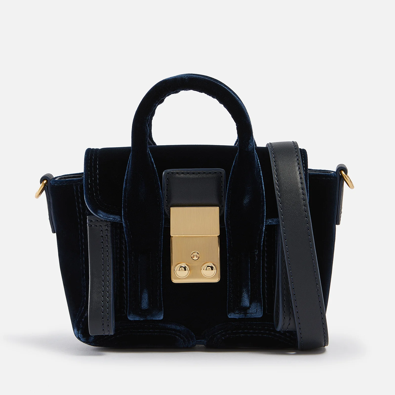 3.1 Phillip Lim Pashli Nano Leather-Trimmed Velvet Shoulder Bag Image 1