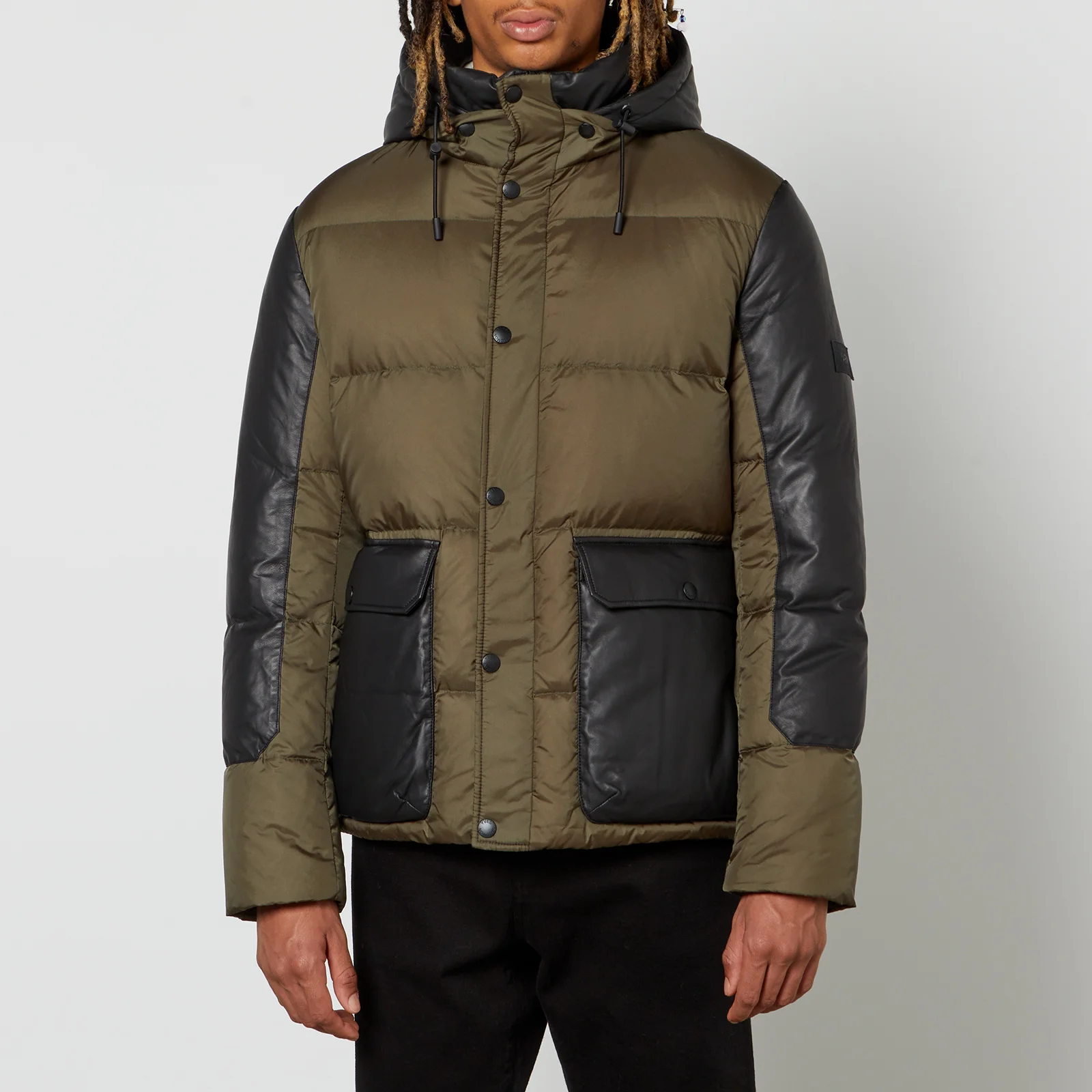 Yves Salomon Leather and Shell Puffer Jacket - 46/S Image 1