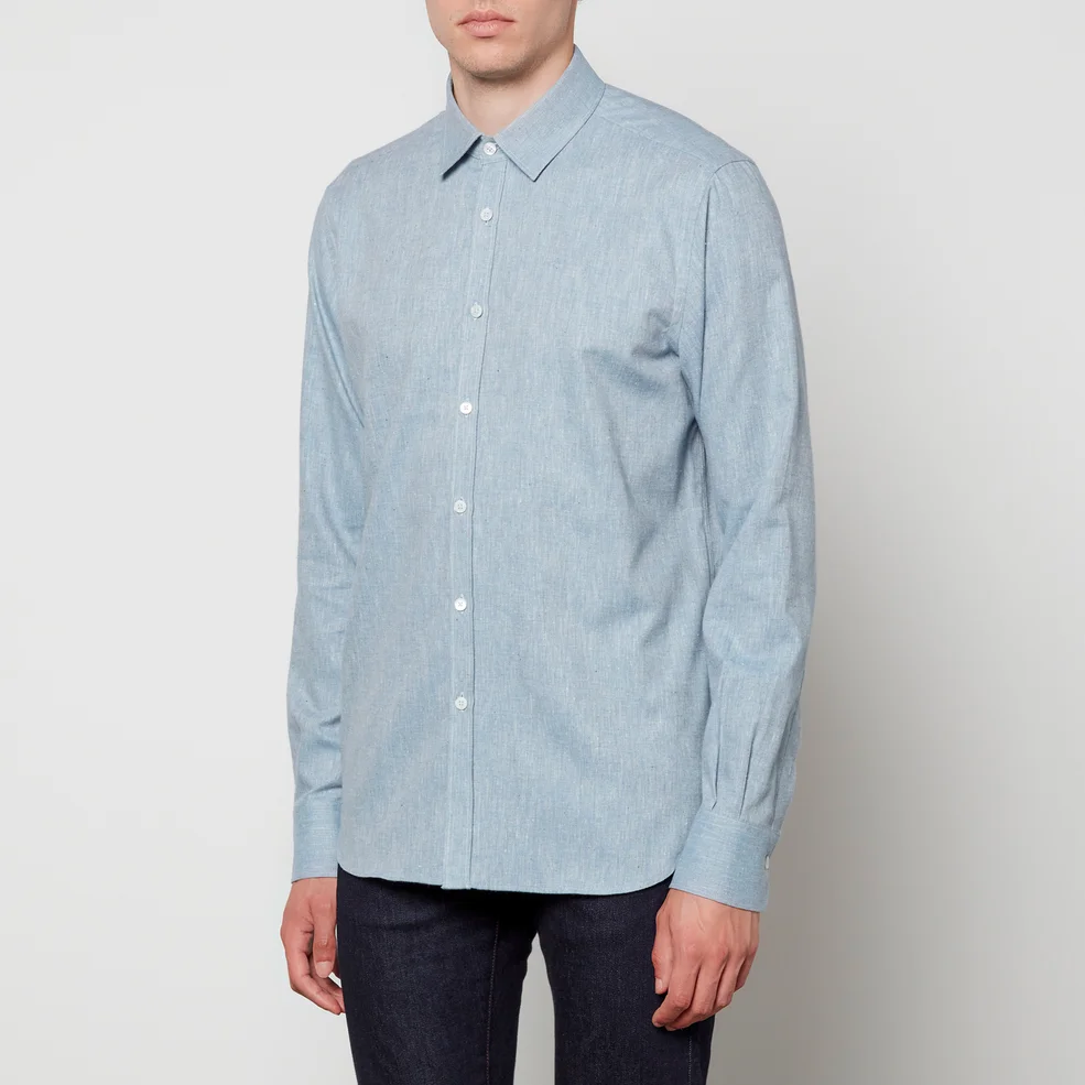Canali Herringbone Cotton and Lyocell-Blend Shirt Image 1