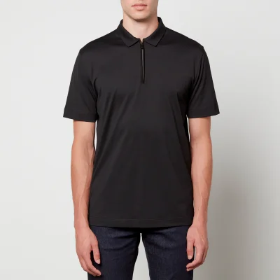 Canali Cotton-Jersey Half-Zip Polo Shirt