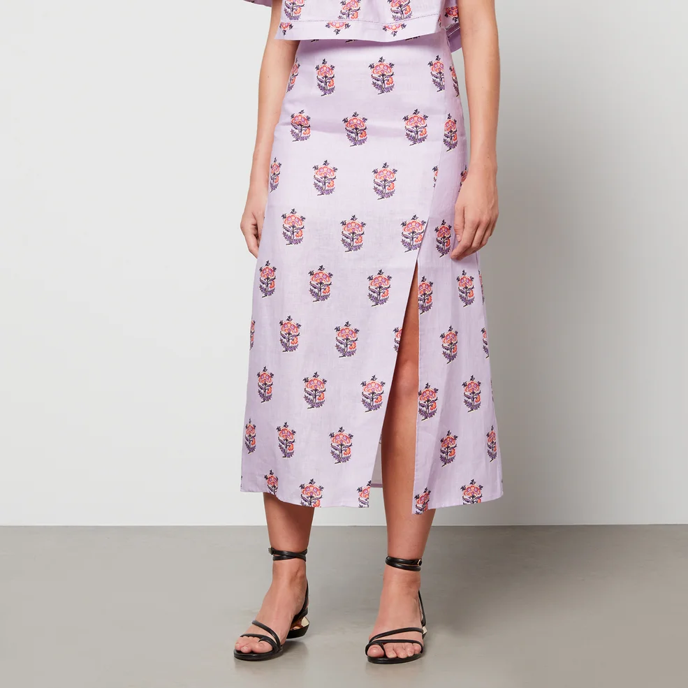 Rhode Latika Linen and Cotton-Blend Midi Skirt Image 1