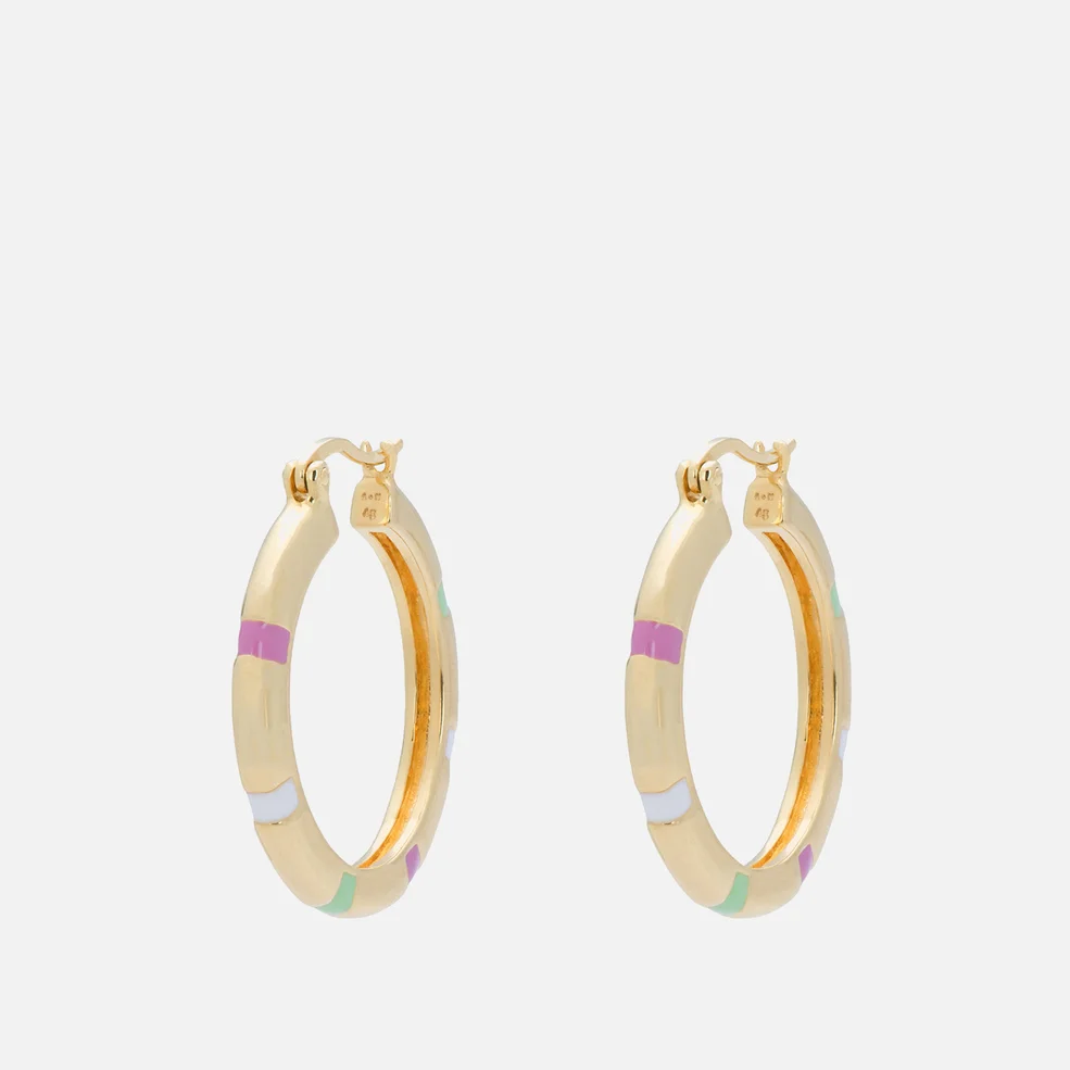 anna + nina Sweet Stripe Gold-Plated Enamel Hoop Earrings Image 1
