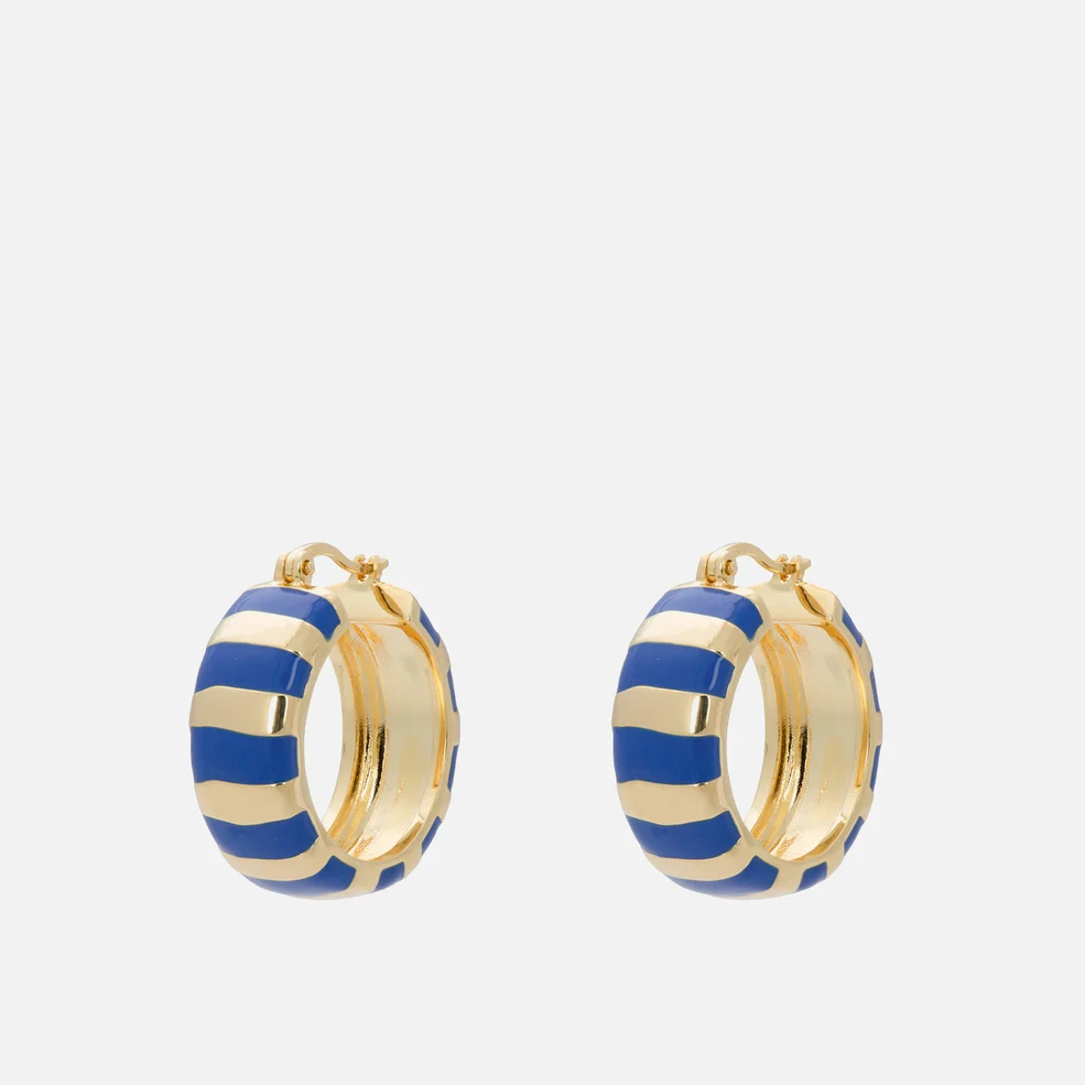 anna + nina 14-Karat Gold-Plated and Enamel Hoop Earrings Image 1
