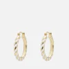 anna + nina White Twirl 14-Karat Gold-Plated and Enamel Hoop Earrings - Image 1