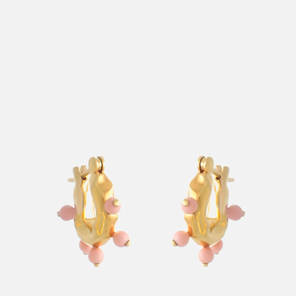 Joanna Laura Constantine Mini Wave Enamel and Gold-Tone Hoop Earrings Image 1