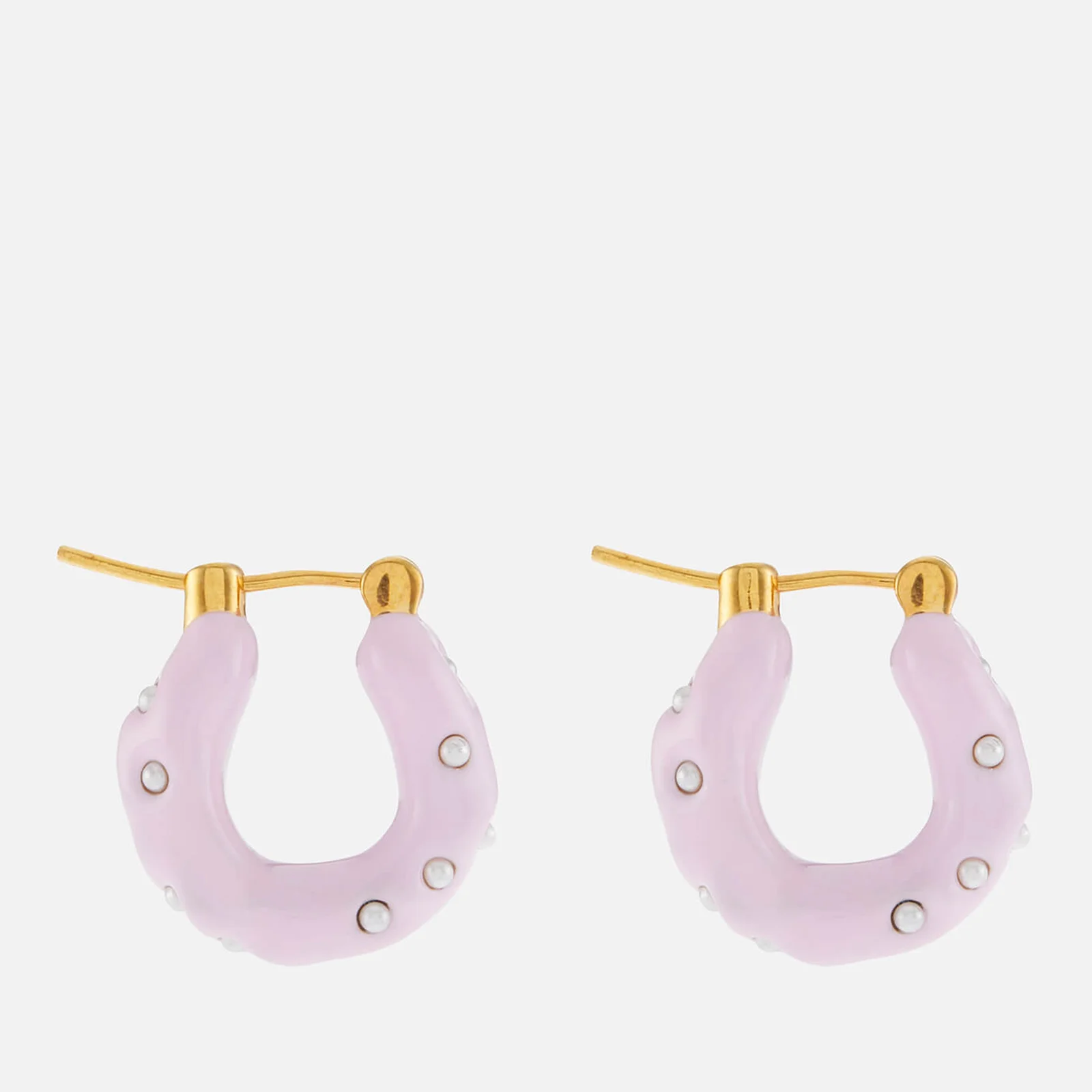 Joanna Laura Constantine Enamel, Mini Pearl and Gold-Tone Hoop Earrings Image 1