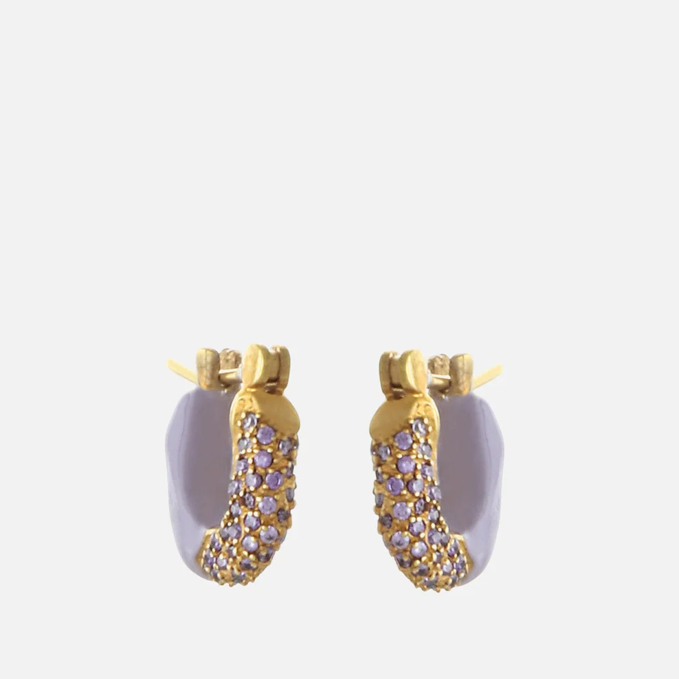 Joanna Laura Constantine Enamel, Crystal and Gold-Tone Hoop Earrings Image 1