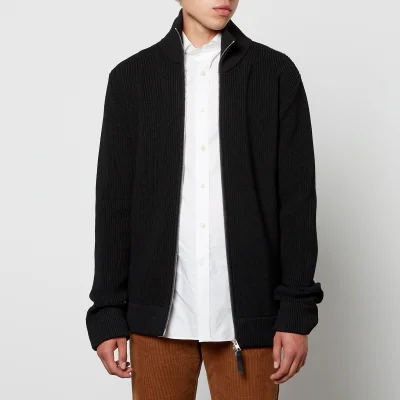 Maison Margiela Ribbed Cotton and Wool-Blend Zip-Up Cardigan