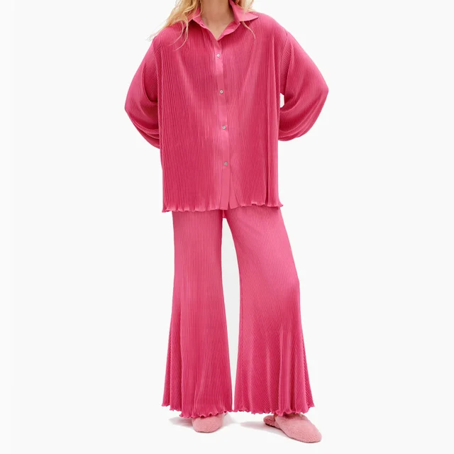 Sleeper Origami Plisse Shirt and Trousers Pyjama Set