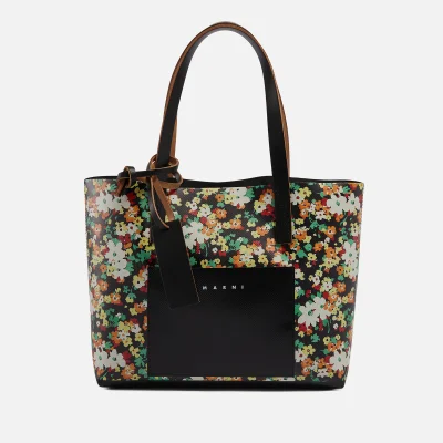 Marni Small East West Floral-Print PVC Tote Bag