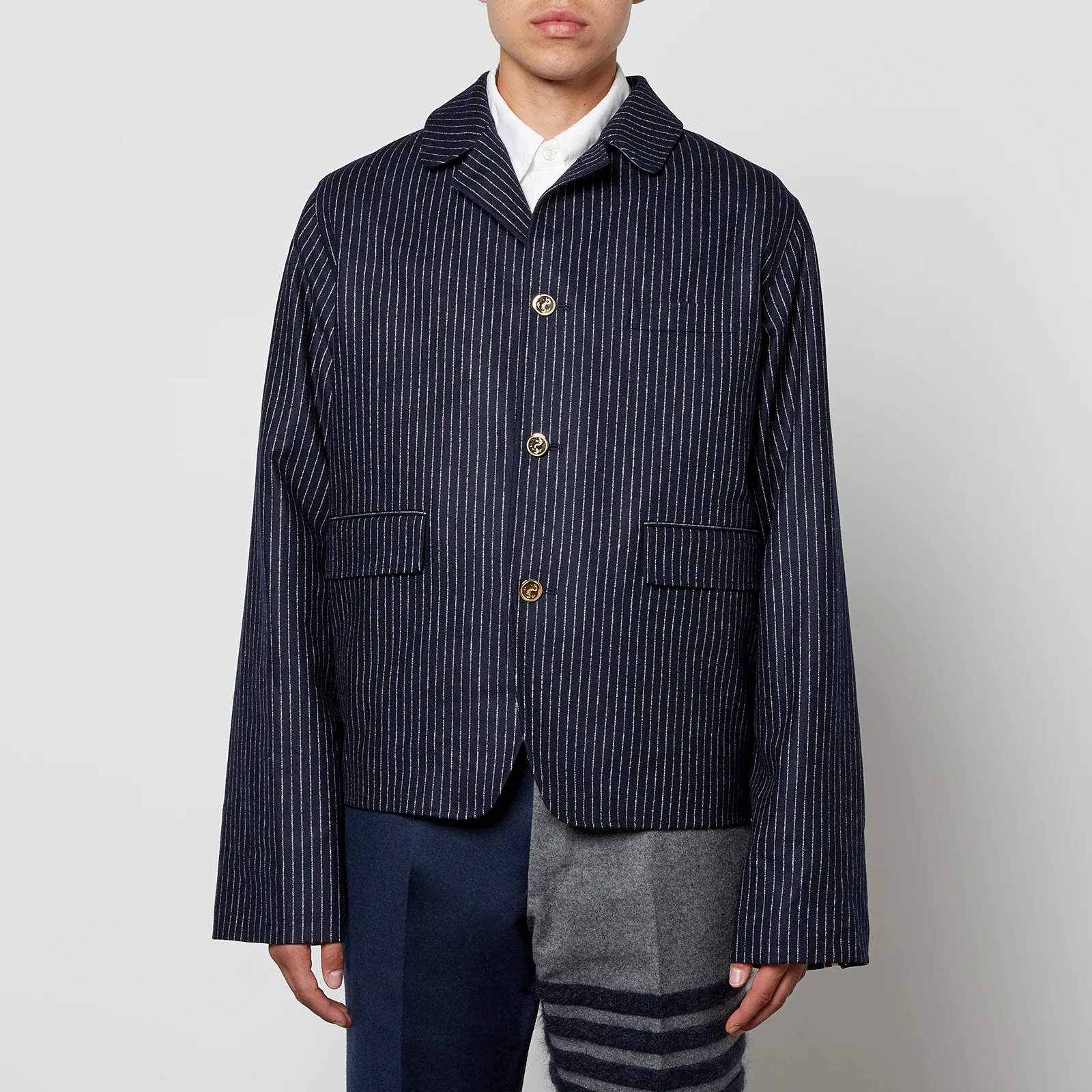 Thom Browne Pinstriped Wool and Cashmere-Blend Jacket Image 1