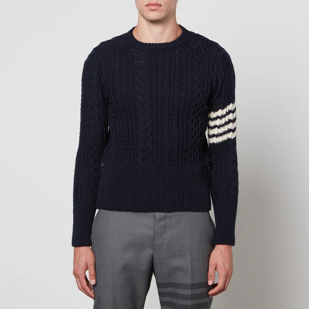 Thom Browne Aran Cable-Knit Donegal Wool-Blend Jumper Image 1