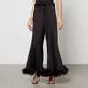 Sleeper Boudoir Feather-Trimmed Satin Trousers - Image 1